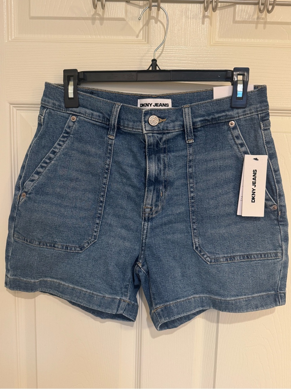 DKNY Mid-Blue Denim Utility Shorts
